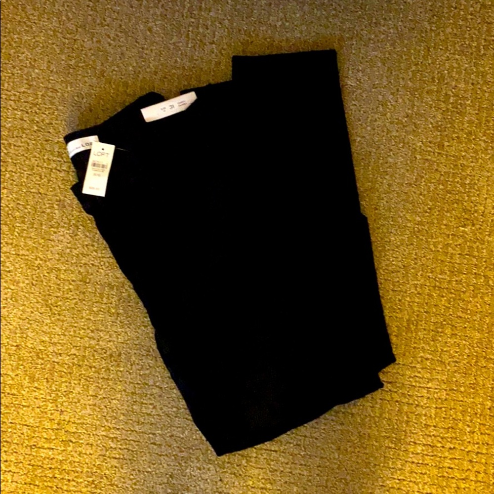 LOFT NWT Curvy Skinny Velour Black Pants